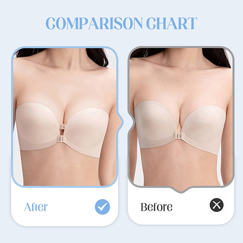 🥳2026 HOT SALE🥳💞50K+ SOLD!🩱🌸 50% OFF! Removable Straps Wire‑Free Gathering Bra – Strapless, halter, classic & criss‑cross in one. Front closure, breathable nylon – comfort meets versatility! 💃✨