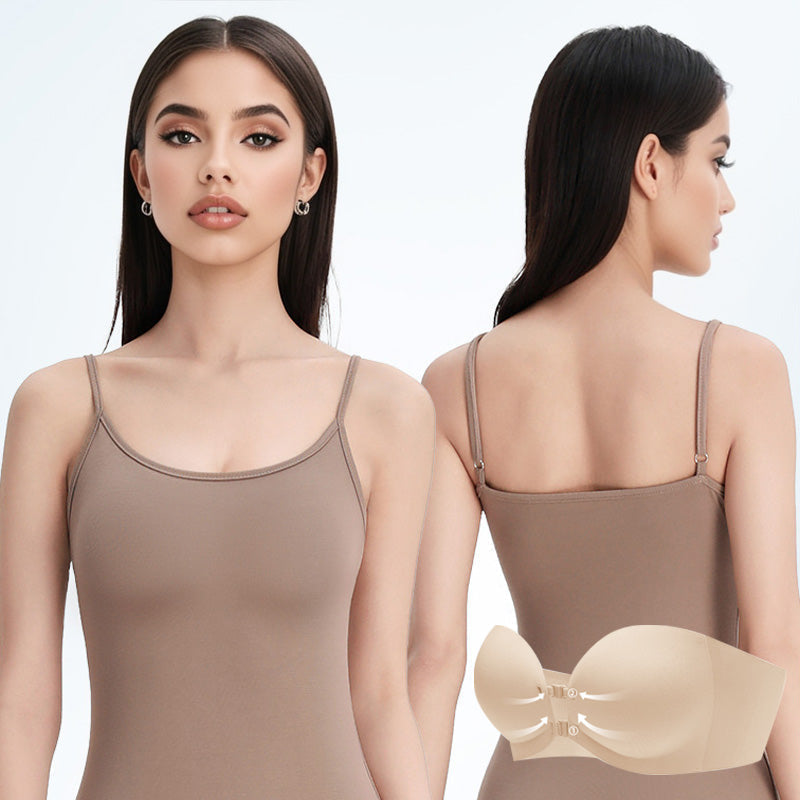 🥳2026 HOT SALE🥳💞50K+ SOLD!🩱🌸 50% OFF! Removable Straps Wire‑Free Gathering Bra – Strapless, halter, classic & criss‑cross in one. Front closure, breathable nylon – comfort meets versatility! 💃✨