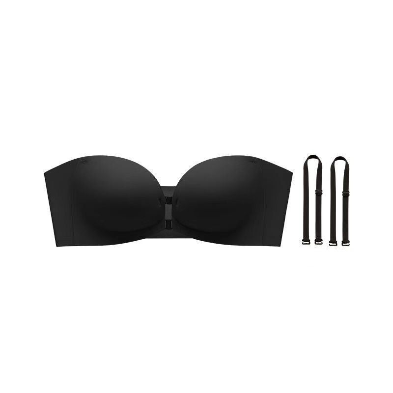 🥳2026 HOT SALE🥳💞50K+ SOLD!🩱🌸 50% OFF! Removable Straps Wire‑Free Gathering Bra – Strapless, halter, classic & criss‑cross in one. Front closure, breathable nylon – comfort meets versatility! 💃✨