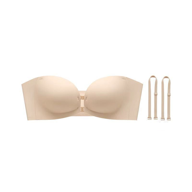🥳2026 HOT SALE🥳💞50K+ SOLD!🩱🌸 50% OFF! Removable Straps Wire‑Free Gathering Bra – Strapless, halter, classic & criss‑cross in one. Front closure, breathable nylon – comfort meets versatility! 💃✨