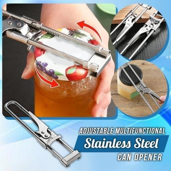 🥳2026 HOT SALE🥳💞50K+ SOLD! 🫙🔧 50% OFF! Adjustable Stainless Steel Jar & Bottle Opener – toothed grip, anti-slip lock, fits lids up to 10cm. Less effort, easier opening! 🛡️💪