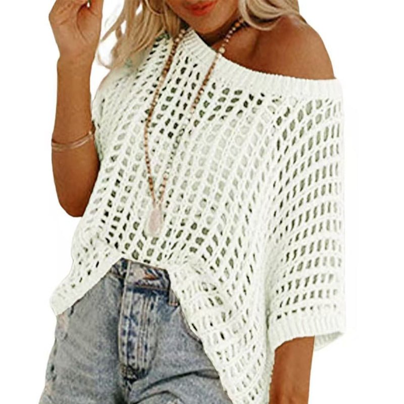 🥳2026 HOT SALE🥳💞50K+ SOLD!💥🌊💨 50% OFF! Short Sleeve Crochet Pullover – Casual hollow‑out knit, ideal beach cover‑up. Breezy & light, easy to layer. Sizes S‑XXL. Your summer essential. 👙✅