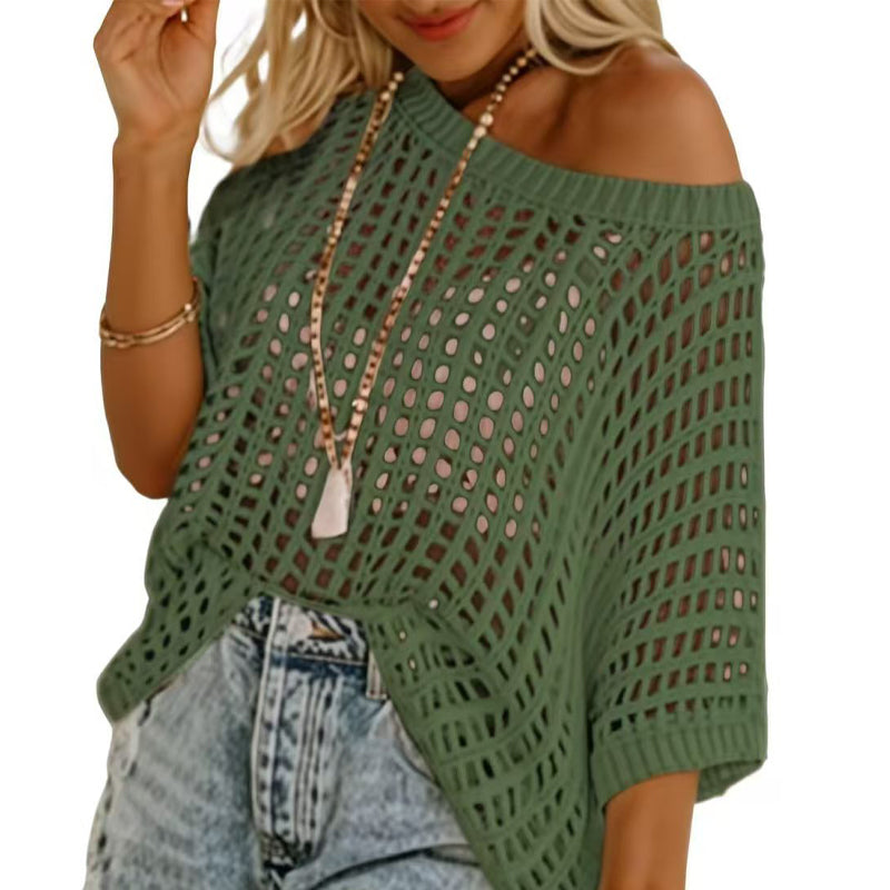 🥳2026 HOT SALE🥳💞50K+ SOLD!💥🌊💨 50% OFF! Short Sleeve Crochet Pullover – Casual hollow‑out knit, ideal beach cover‑up. Breezy & light, easy to layer. Sizes S‑XXL. Your summer essential. 👙✅