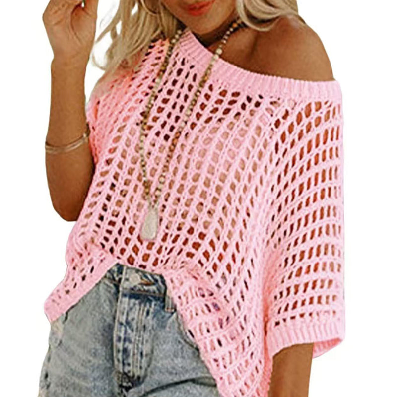 🥳2026 HOT SALE🥳💞50K+ SOLD!💥🌊💨 50% OFF! Short Sleeve Crochet Pullover – Casual hollow‑out knit, ideal beach cover‑up. Breezy & light, easy to layer. Sizes S‑XXL. Your summer essential. 👙✅