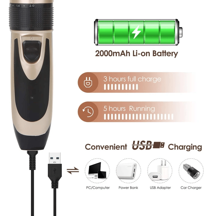 🥳2026 HOT SALE🥳💞50K+ SOLD! 🐾✂️ 50% OFF! Low Noise Pet Hair Clipper Set – cordless, ceramic blades, 4 guard combs. For cats, dogs & horses. Quiet grooming! 🔋💚