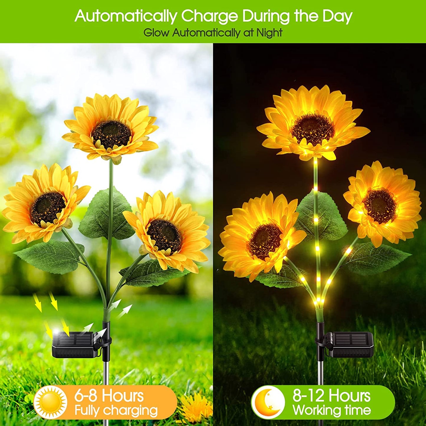 🥳2026 HOT SALE🥳💞50K+ SOLD!🌻✨ 50% OFF! Sunflower Solar Lights – Glowing petals, auto on/off. IP65 waterproof, no wiring. Up to 14hrs night glow. Perfect for garden path or patio. 🌙🌿