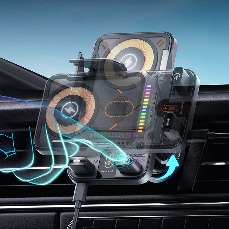 🚗📱 2-in-1 Car Phone Holder & Wireless Charger – 360° Rotation, Strong Grip & Fast Charging 🔋