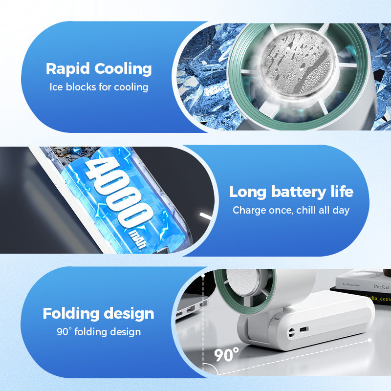 🥳2026 HOT SALE🥳💞50K+ SOLD!🔋🧊 50% OFF! Portable Ice Cooling Fan – Adds ice for extra cold air. 3 speeds, long battery. Stay cool during British heatwaves. A summer essential. 👵✨