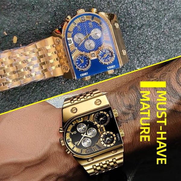 🔥New Year's Special Offer:50% OFF💼Business men's watch | Large 51 mm dial | Gold and stainless steel folding clasp | Waterproof and stylish