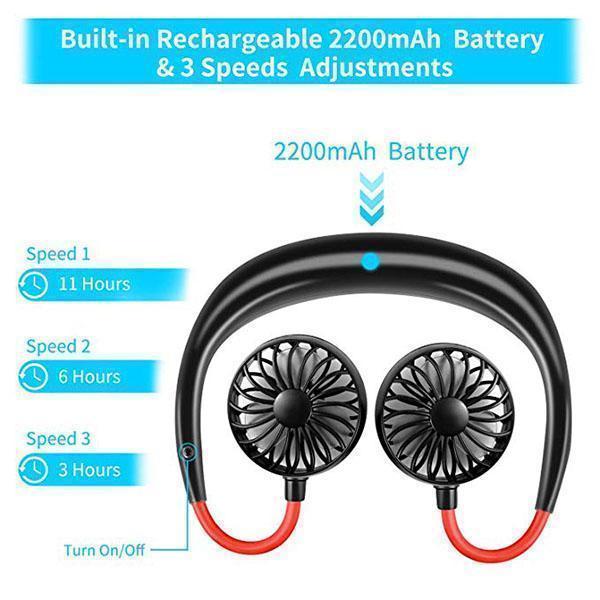 🥳2026 HOT SALE🥳💞50K+ SOLD!🌬️🌀 50% OFF! 3‑Speed Neck Fan – 360° airflow, lightweight & hands‑free. 2200mAh battery, lasts 4‑12 hrs. Stay cool wherever you go! 😎💨