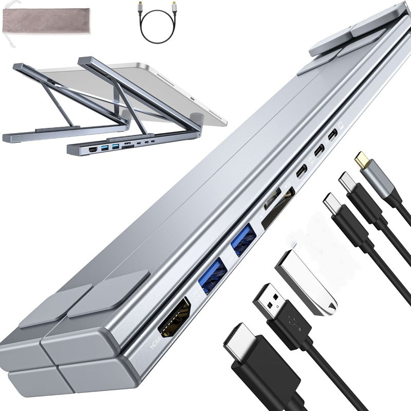 🥳2026 HOT SALE🥳💞50K+ SOLD!💥🏠⚡ 50% OFF! Laptop Stand with 8‑Port Hub – 4K HDMI, USB 3.0, card reader. Ergonomic lift, supports up to 44lbs. Work or stream in comfort. 🛋️💻