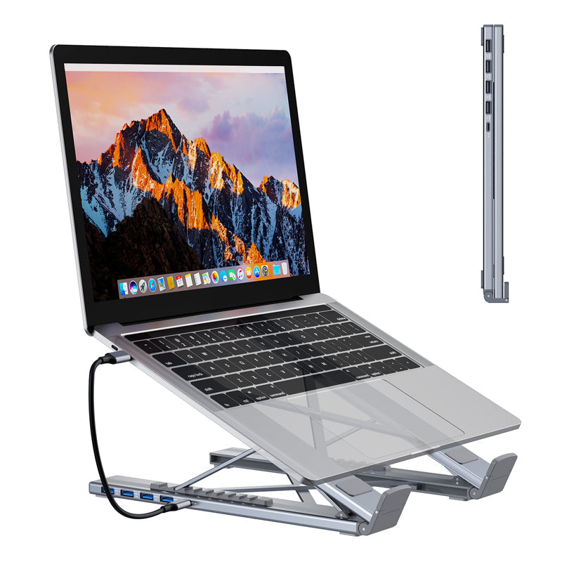🥳2026 HOT SALE🥳💞50K+ SOLD!💥🏠⚡ 50% OFF! Laptop Stand with 8‑Port Hub – 4K HDMI, USB 3.0, card reader. Ergonomic lift, supports up to 44lbs. Work or stream in comfort. 🛋️💻