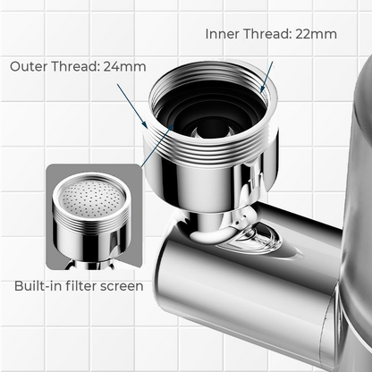 🥳2026 HOT SALE🥳💞50K+ SOLD!💥👵🌊 50% OFF! 720° Swivel Faucet Filter Nozzle – No more splashback! Gentle aerated spray & powerful rinse in one. Clean every corner without bending. 🚰🔄
