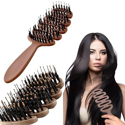 🥳2026 HOT SALE🥳💞50K+ SOLD! 💇✨ 50% OFF! Boar Bristle Curved Hair Brush – lifts roots, smooths knots & adds natural bounce. Gentle on all hair types, less tugging & breakage! 🛡️💚