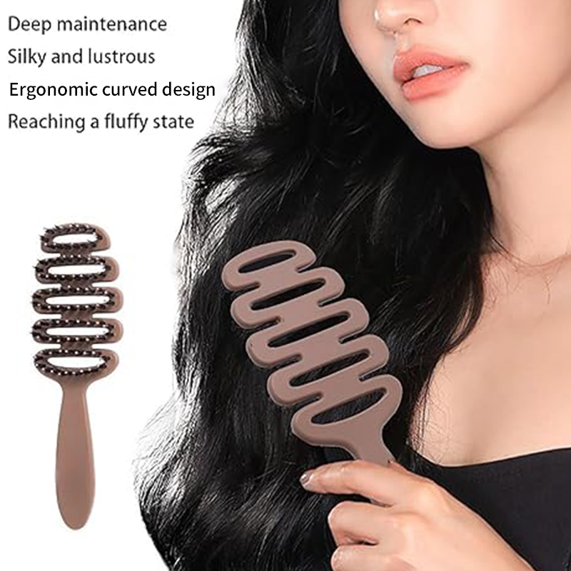 🥳2026 HOT SALE🥳💞50K+ SOLD! 💇✨ 50% OFF! Boar Bristle Curved Hair Brush – lifts roots, smooths knots & adds natural bounce. Gentle on all hair types, less tugging & breakage! 🛡️💚