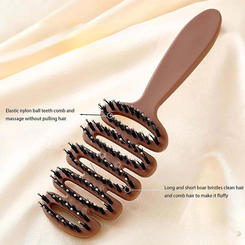 🥳2026 HOT SALE🥳💞50K+ SOLD! 💇✨ 50% OFF! Boar Bristle Curved Hair Brush – lifts roots, smooths knots & adds natural bounce. Gentle on all hair types, less tugging & breakage! 🛡️💚