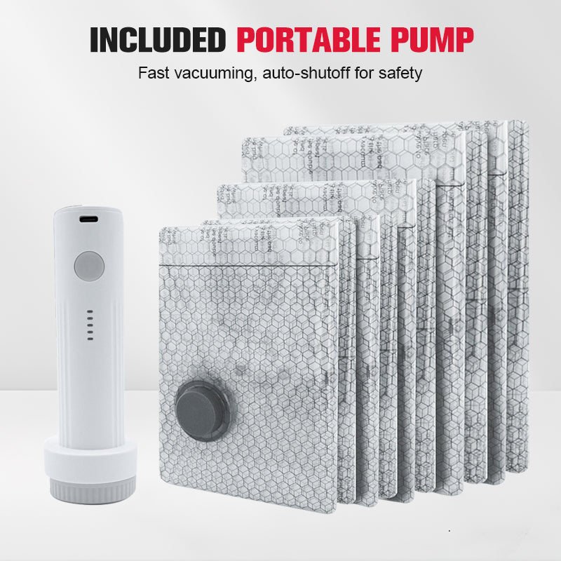 🥳2026 HOT SALE🥳💞50K+ SOLD!👵🧳 50% OFF! Cordless Vacuum Storage Set – 15 bags, 140L/min pump. Shrinks clothes, saves space. Waterproof & reusable. Holiday essential. 🎒⚡