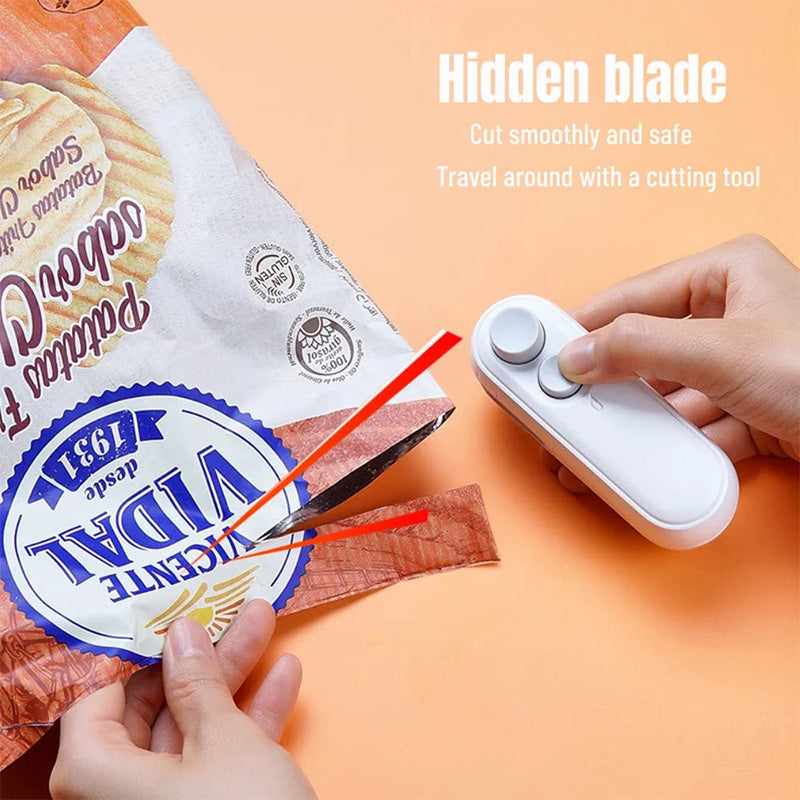 🥳2026 HOT SALE🥳💞50K+ SOLD! 🏠✨ 50% OFF! Mini Chip Bag Sealer – 2-in-1 seal & cut, 10s fast heat, USB rechargeable, magnetic back. Keeps snacks fresh & crispy! 🛡️💪