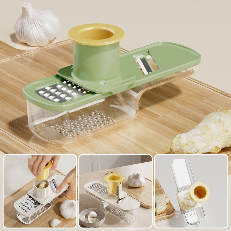 🥳2026 HOT SALE🥳💞50K+ SOLD!🥔🔪 50% OFF! 3‑in‑1 Mandoline Slicer with Container – Slice, shred & mash with built‑in hand guard. 304 stainless steel blades, dishwasher safe – safe for seniors! 🛡️✨