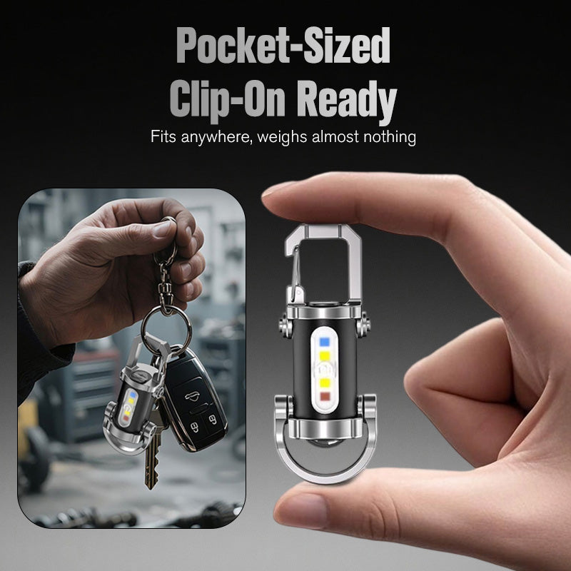 🥳2026 HOT SALE🥳💞50K+ SOLD! 🔦💡 50% OFF! Keychain Flashlight – LED+COB dual light, 7 modes for every need. Ultra-light 29g – clip it on your keys or jacket. Never be caught in the dark again – safe walks, every time! 🚶✅
