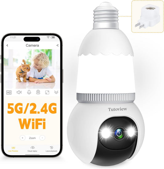 🥳2026 HOT SALE🥳💞50K+ SOLD!💡🔥 50% OFF! 4MP Light Bulb Security Camera – Screws into socket, 5G & 2.4GHz. Night vision, motion tracking. No wiring. 🛡️✨