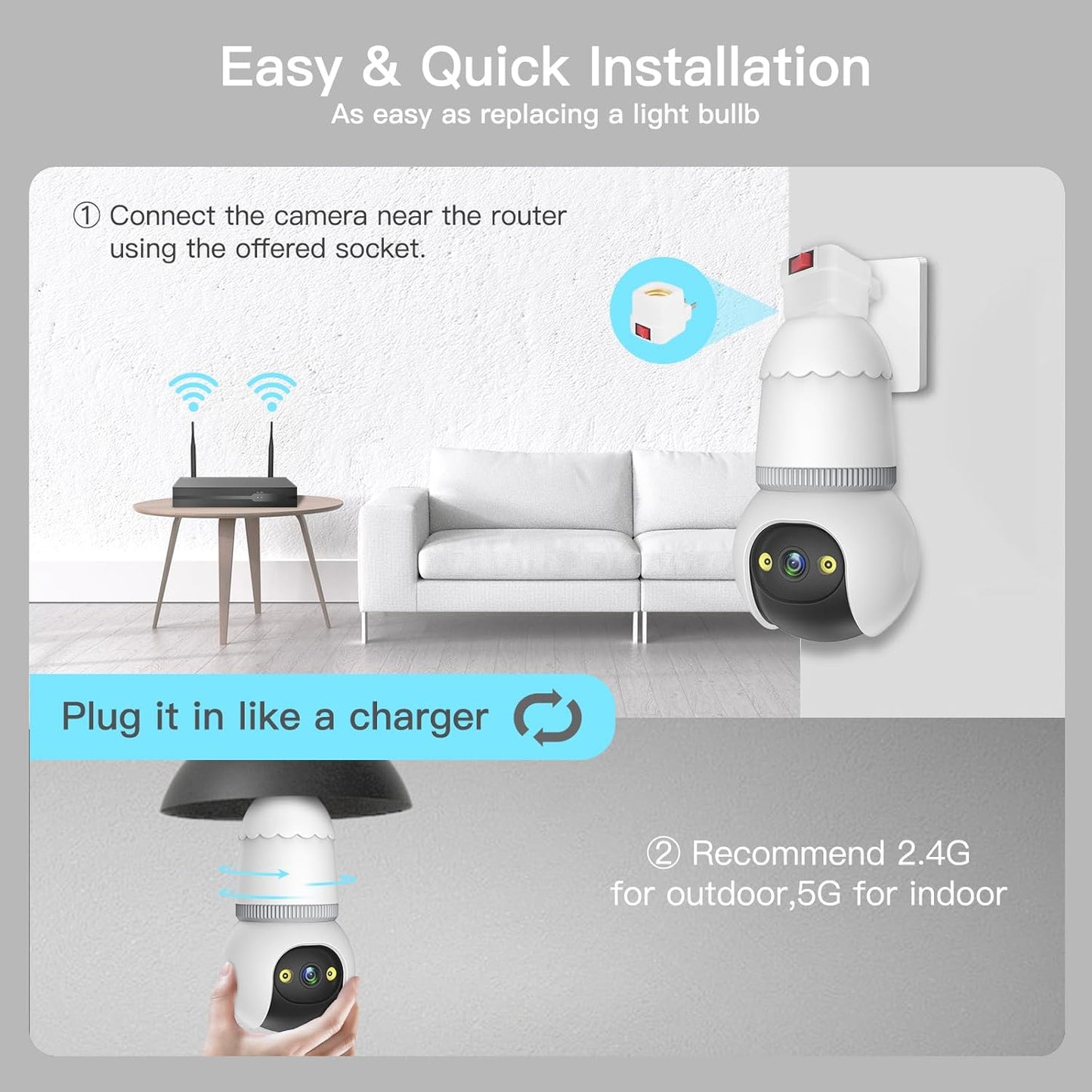 🥳2026 HOT SALE🥳💞50K+ SOLD!💡🔥 50% OFF! 4MP Light Bulb Security Camera – Screws into socket, 5G & 2.4GHz. Night vision, motion tracking. No wiring. 🛡️✨