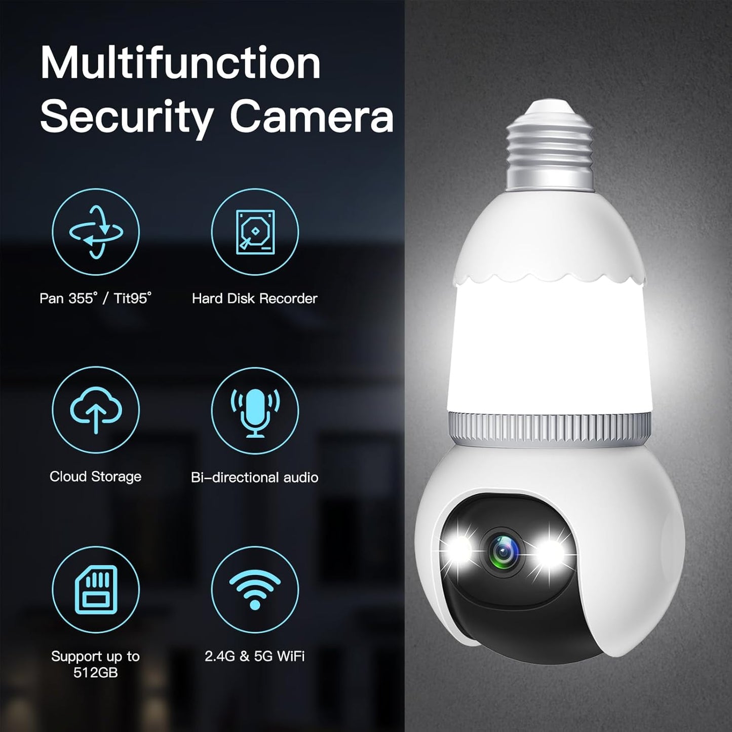 🥳2026 HOT SALE🥳💞50K+ SOLD!💡🔥 50% OFF! 4MP Light Bulb Security Camera – Screws into socket, 5G & 2.4GHz. Night vision, motion tracking. No wiring. 🛡️✨