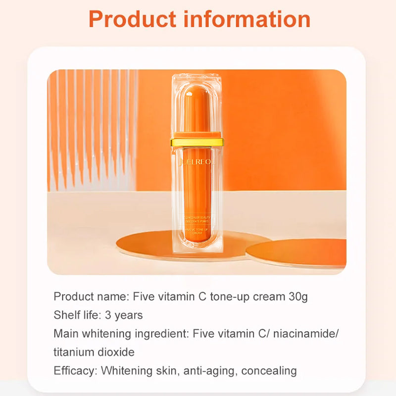 🥳2026 HOT SALE🥳💞50K+ SOLD!🌟🧡 Dull Skin? 50% OFF to Glow! 5x Vitamin C Tone-Up Cream,Your Daily Brightening & Protective Shield🍊🔬