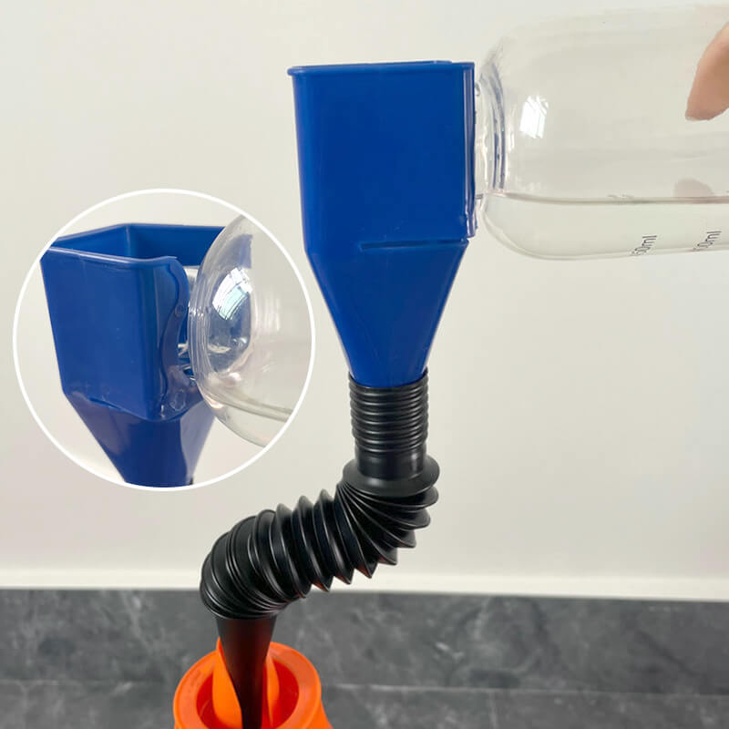 🚫 End Messy Drains! Flexible multi-function oil funnel for Tight Spots