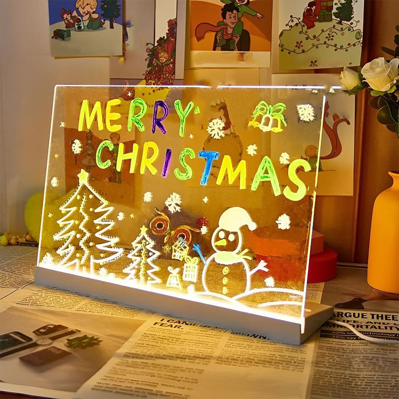 🥳2026 HOT SALE🥳💞50K+ SOLD! ✨🖊️ Erasable Light-Up Acrylic Drawing & Message Board – edge-lit glow, wipe & reuse, trace letters & shapes, doubles as phone stand! 🏠✅