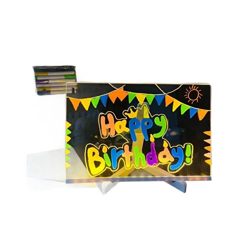 🥳2026 HOT SALE🥳💞50K+ SOLD! ✨🖊️ Erasable Light-Up Acrylic Drawing & Message Board – edge-lit glow, wipe & reuse, trace letters & shapes, doubles as phone stand! 🏠✅