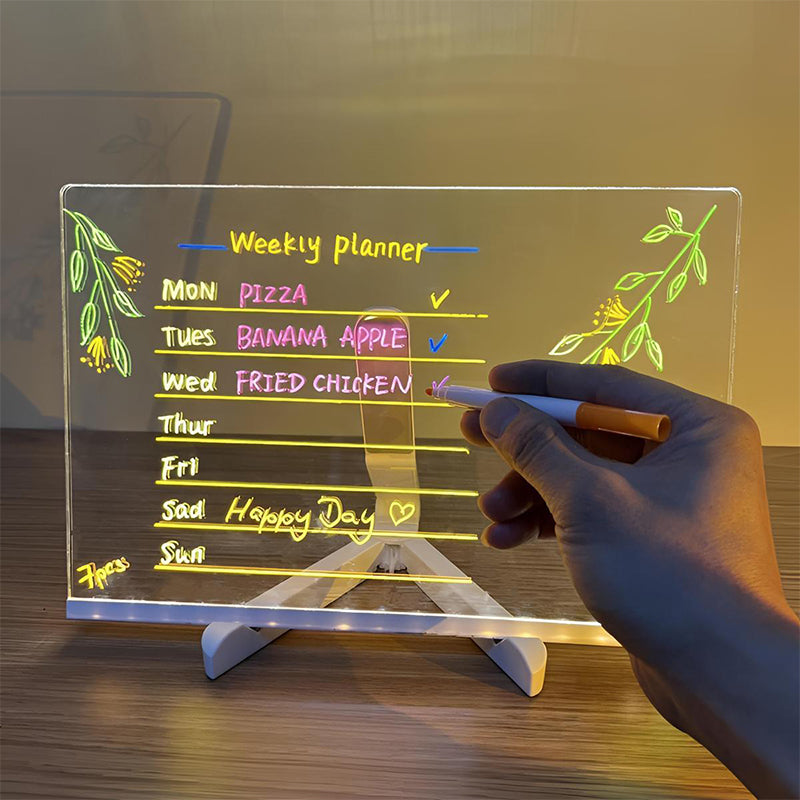 🥳2026 HOT SALE🥳💞50K+ SOLD! ✨🖊️ Erasable Light-Up Acrylic Drawing & Message Board – edge-lit glow, wipe & reuse, trace letters & shapes, doubles as phone stand! 🏠✅