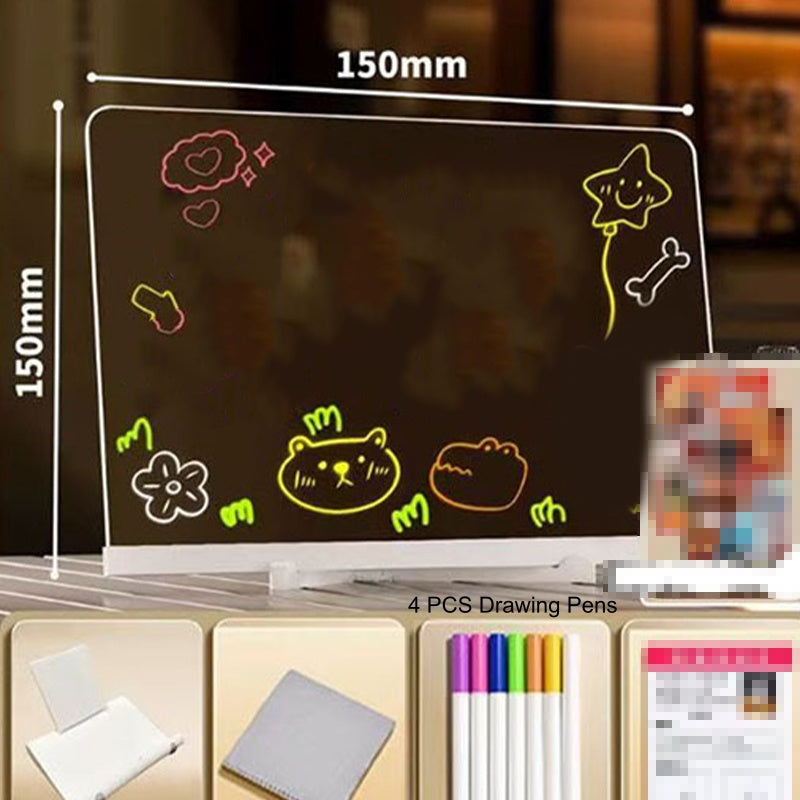 🥳2026 HOT SALE🥳💞50K+ SOLD! ✨🖊️ Erasable Light-Up Acrylic Drawing & Message Board – edge-lit glow, wipe & reuse, trace letters & shapes, doubles as phone stand! 🏠✅