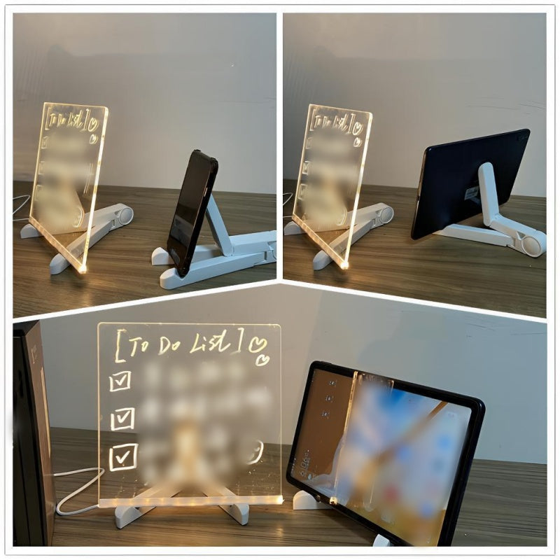 🥳2026 HOT SALE🥳💞50K+ SOLD! ✨🖊️ Erasable Light-Up Acrylic Drawing & Message Board – edge-lit glow, wipe & reuse, trace letters & shapes, doubles as phone stand! 🏠✅