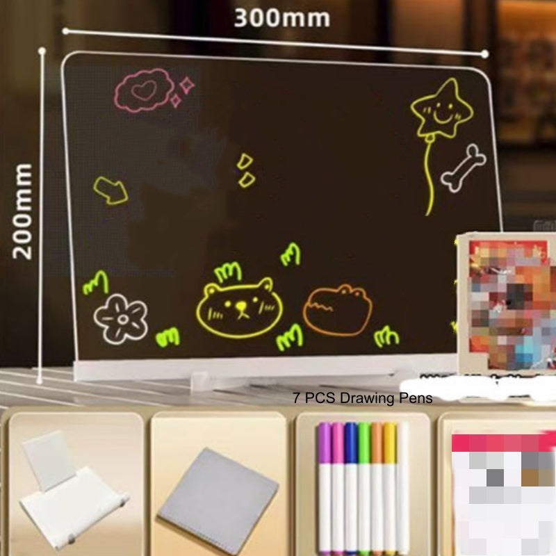 🥳2026 HOT SALE🥳💞50K+ SOLD! ✨🖊️ Erasable Light-Up Acrylic Drawing & Message Board – edge-lit glow, wipe & reuse, trace letters & shapes, doubles as phone stand! 🏠✅