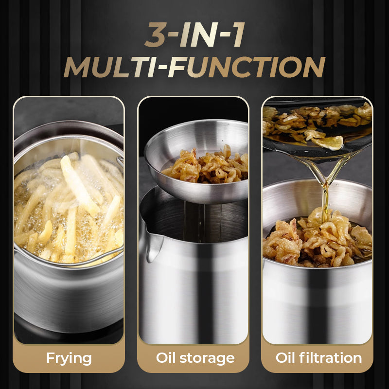 🥳2026 HOT SALE🥳💞50K+ SOLD!♻️🧑‍🍳 50% OFF! Multi‑Function Stainless Steel Oil Filter Container – Large capacity, reusable filter. Saves oil, keeps cooking clean & healthy. A kitchen must‑have! 🔥✨