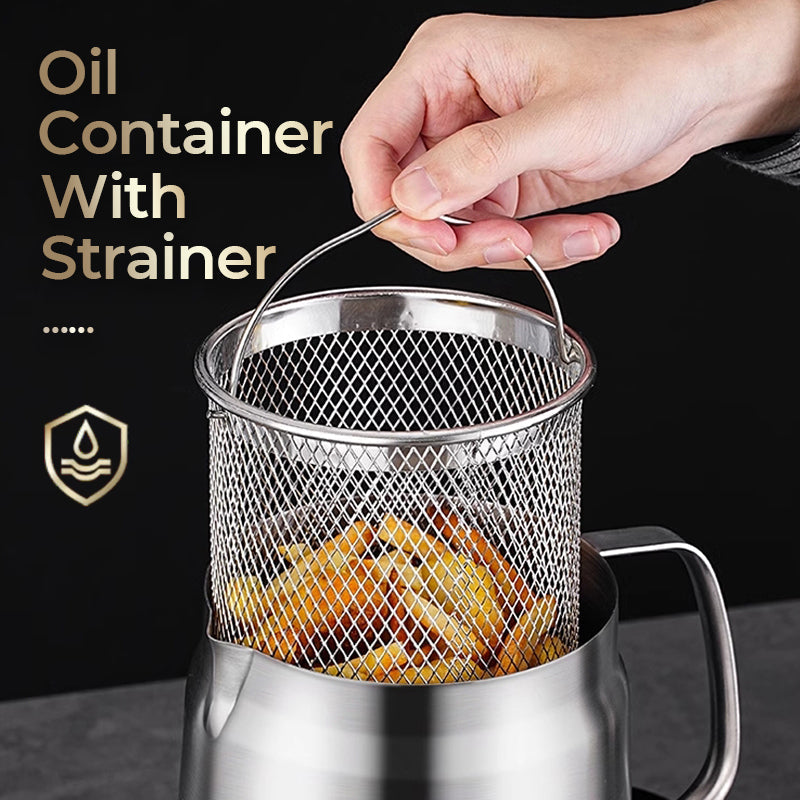 🥳2026 HOT SALE🥳💞50K+ SOLD!♻️🧑‍🍳 50% OFF! Multi‑Function Stainless Steel Oil Filter Container – Large capacity, reusable filter. Saves oil, keeps cooking clean & healthy. A kitchen must‑have! 🔥✨