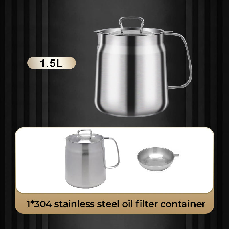 🥳2026 HOT SALE🥳💞50K+ SOLD!♻️🧑‍🍳 50% OFF! Multi‑Function Stainless Steel Oil Filter Container – Large capacity, reusable filter. Saves oil, keeps cooking clean & healthy. A kitchen must‑have! 🔥✨