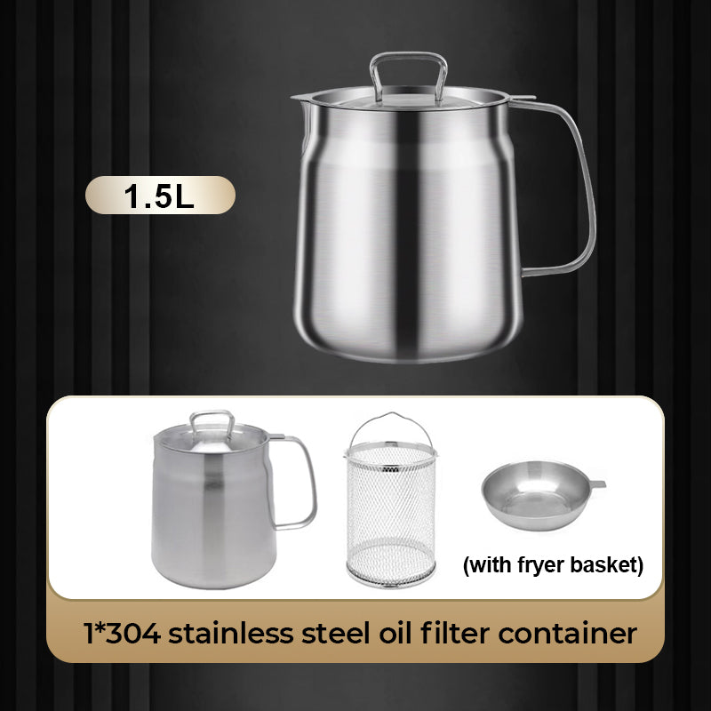 🥳2026 HOT SALE🥳💞50K+ SOLD!♻️🧑‍🍳 50% OFF! Multi‑Function Stainless Steel Oil Filter Container – Large capacity, reusable filter. Saves oil, keeps cooking clean & healthy. A kitchen must‑have! 🔥✨