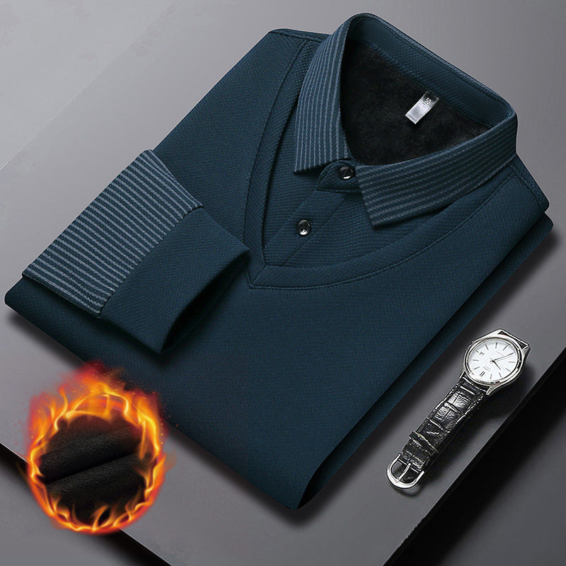 Men's Lapel Faux Two-Piece Knitted Shirt【FREE SHIPPING】