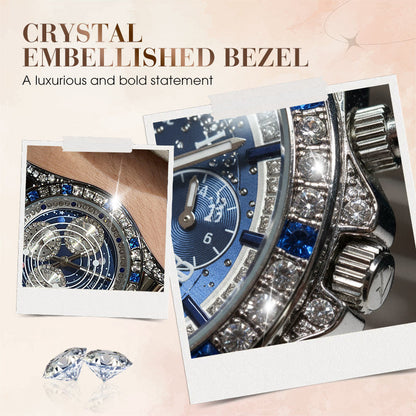 🎁TINAIBIN Twelve Zodiac Signs & Starry Sky Diamond Automatic Skeleton Men's Watch