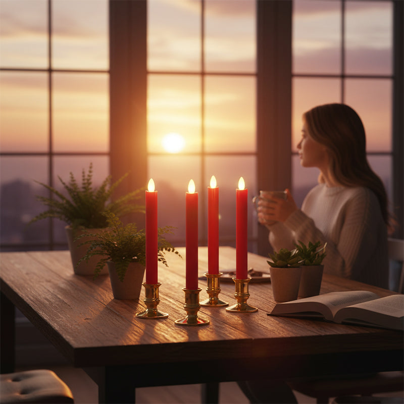 🥳2026 HOT SALE🥳💞50K+ SOLD! 🕯️✨ 50% OFF! Remote Control LED Taper Candle – realistic flickering flame, flameless & safe, remote included. Perfect for cosy dinners & decor! 🏠💚