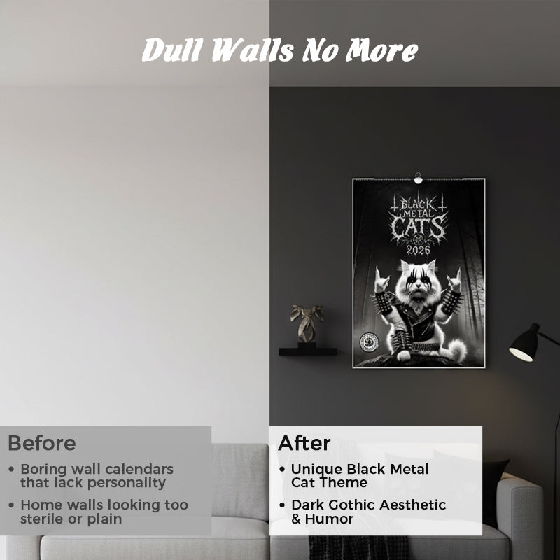 🐱 2026 Black Metal Cat Calendar – Edgy Decor That Tells Time in Style ⏳