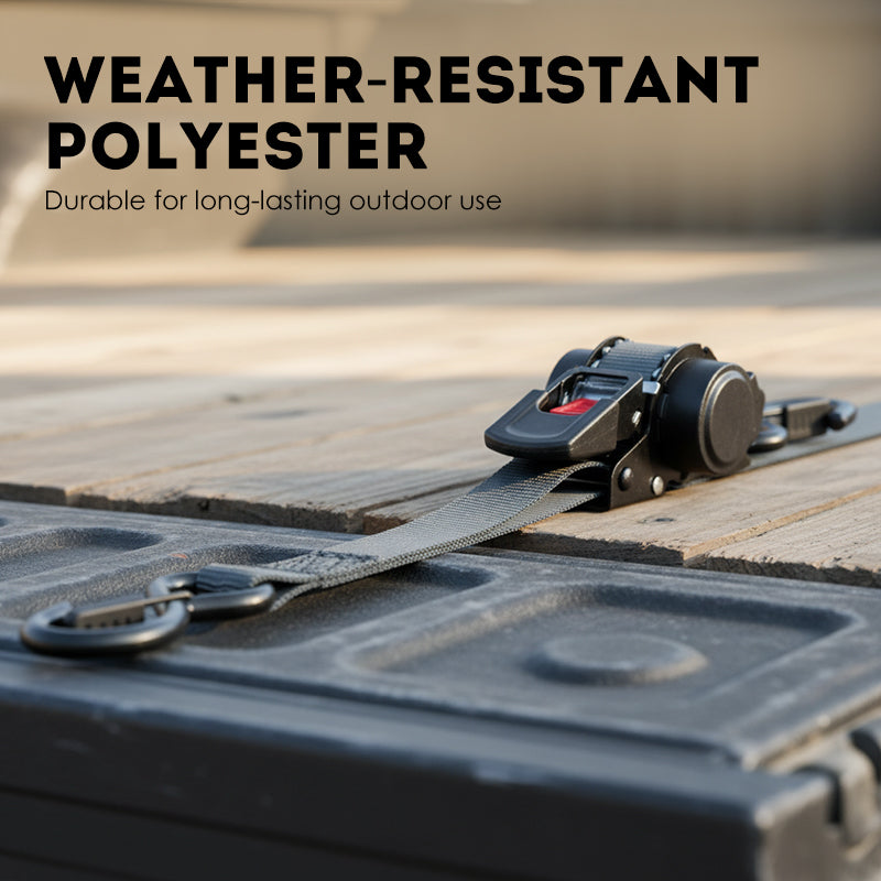 🥳2026 HOT SALE🥳💞50K+ SOLD! 🔒🚚 50% OFF! Automatic Retractable Ratchet Tie-Down Strap – auto-retract, ratchet tensioning, double hooks. 640kg max load, polyester webbing. Secure cargo easily! 🛡️💪