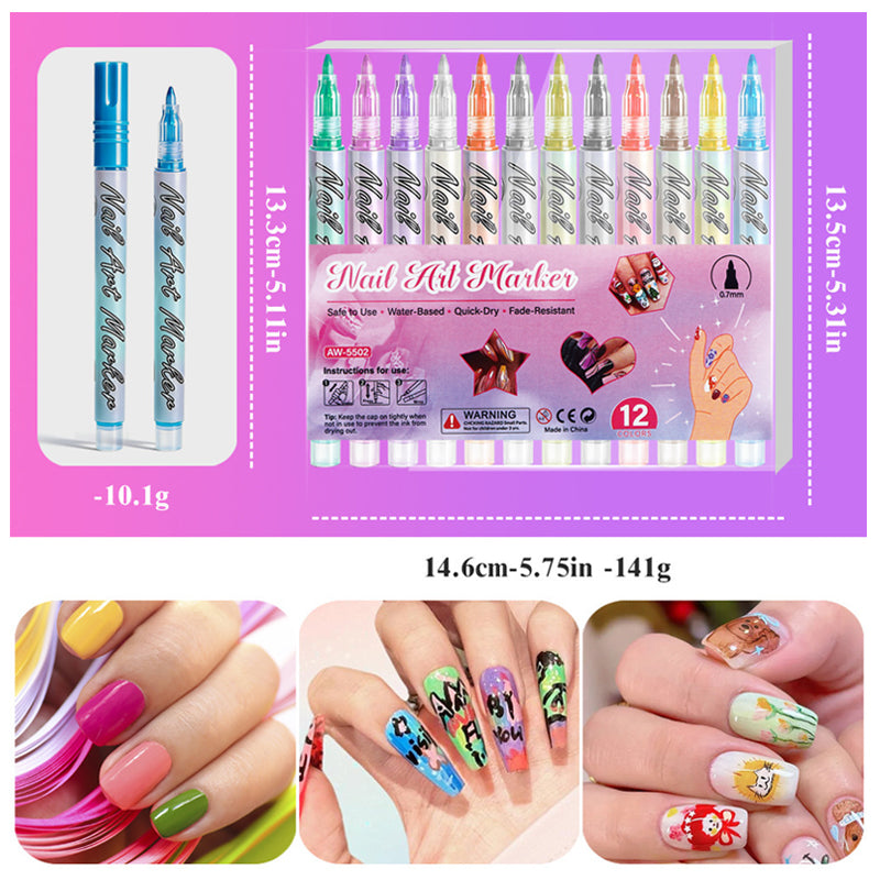 🥳2026 HOT SALE🥳💞50K+ SOLD!💧🔥 50% Off Mega Launch! Unleash Your Creativity with 12 Fine-Tip Nail Art Pens | Create salon-quality, water-based designs effortlessly. DIY like a pro! 💫✨