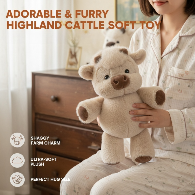 🥳2026 HOT SALE🥳💞50K+ SOLD! 🐮🧸 50% OFF! Highland Cow Soft Toy – 35cm fluffy plush, cloud-soft & cuddle-approved. Perfect gift for kids! 🎁💚