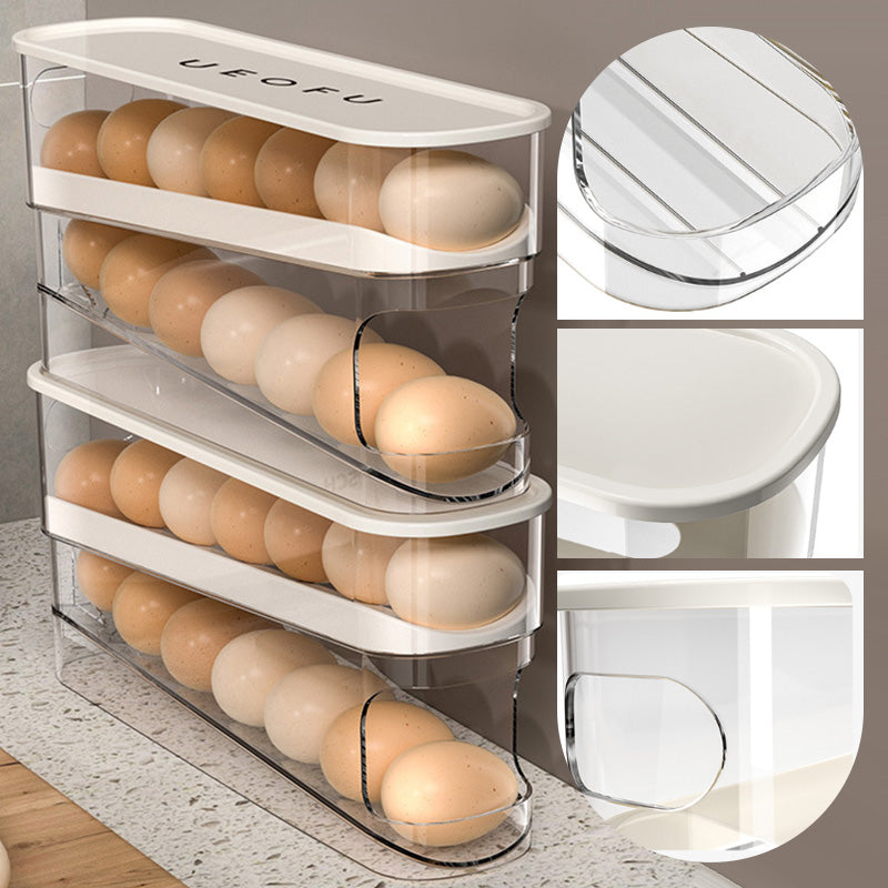 🥳2026 HOT SALE🥳💞50K+ SOLD! 🥚🌀 50% OFF! Double Auto Rolling Egg Organizer – 2‑layer side door storage, eggs automatically roll forward. No more forgotten eggs! 🧊✨