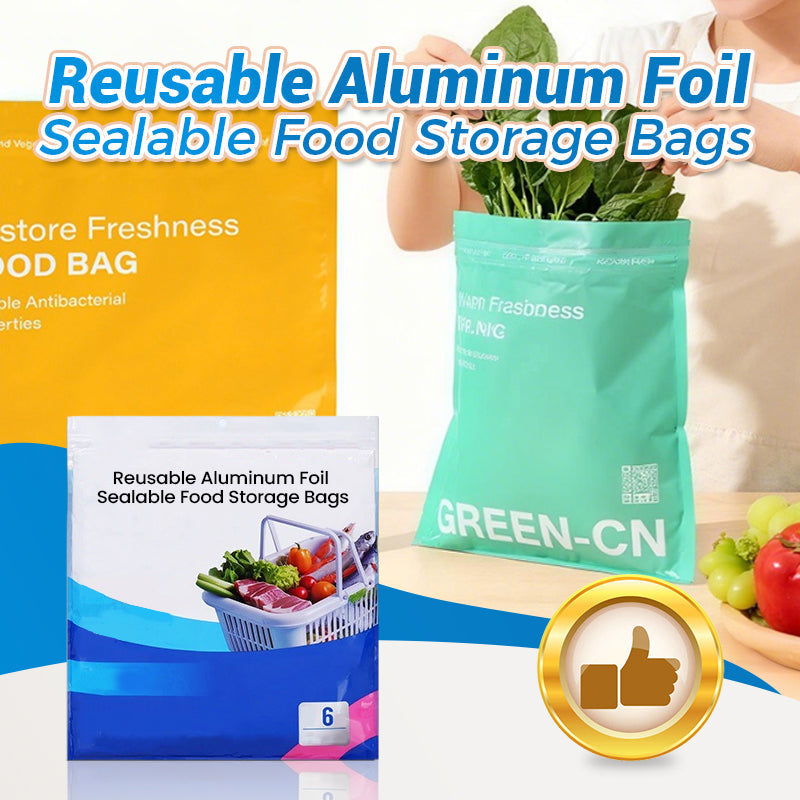 🥡Reusable Aluminum Foil Sealable Food Storage Bags 🔒✨ ♻️🛒