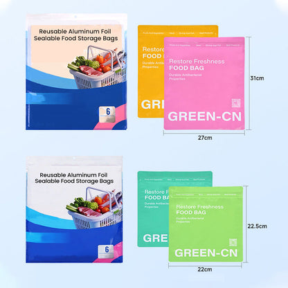 🥡Reusable Aluminum Foil Sealable Food Storage Bags 🔒✨ ♻️🛒