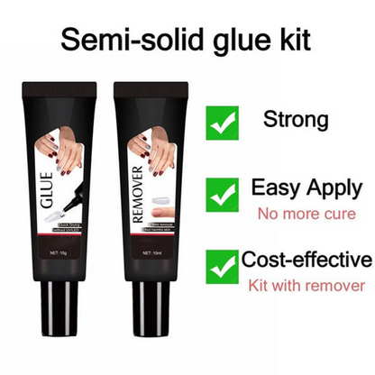 💅🔥2025 HOT SALE🔥 Extra Strong Fast-Drying Semi-Solid Nail Glue & Remover Set